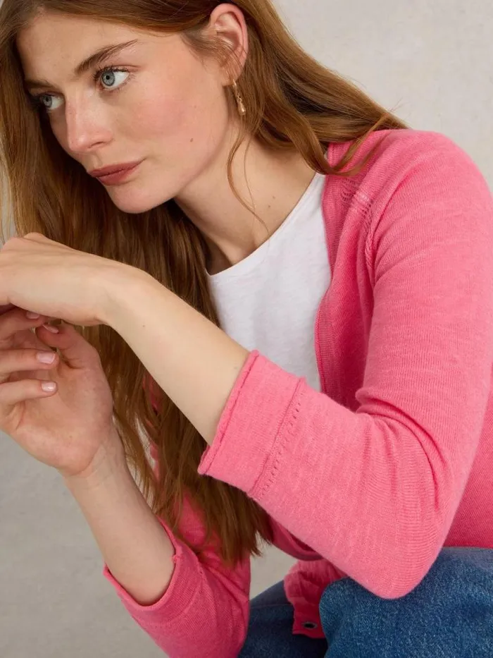 Women NARIA CARDI Bright Pink White Stuff Knitwear Women NARIA CARDI Bright Pink White Stuff Knitwear