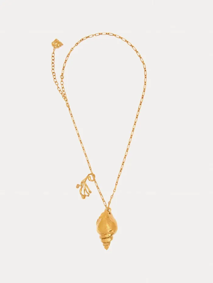 Women Necklaces Oscar De La Renta Coral and Shell Pendant Necklace Gold