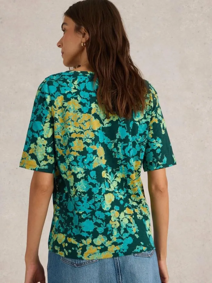Women NELLY HALF SLEEVE TEE Green Print White Stuff Tops and Tees Women NELLY HALF SLEEVE TEE Green Print White Stuff Tops and Tees