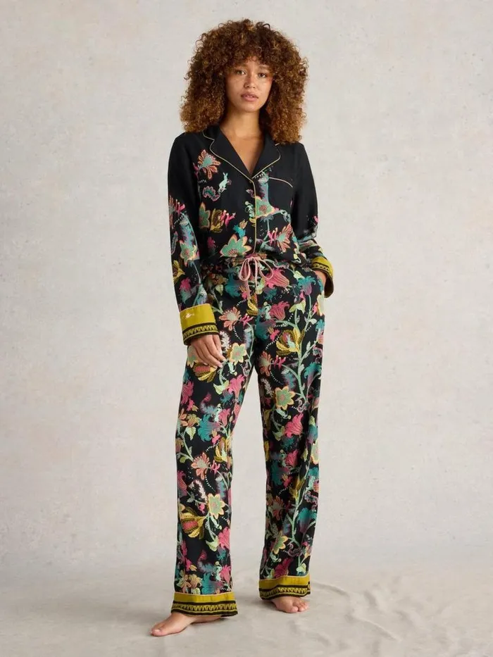 Women Nina PJ Bottom Black Print White Stuff Nightwear