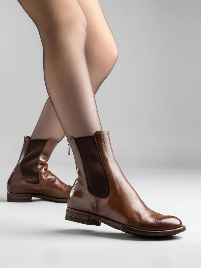 Women Officine Creative Footwear LEXIKON 073 Brown Leather Zip Boots