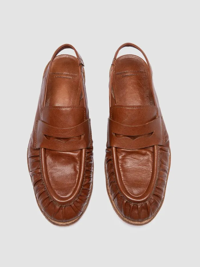 Women Officine Creative Footwear SOLITUDE 102 Brown Leather Slingback Sandals Women Officine Creative Footwear SOLITUDE 102 Brown Leather Slingback Sandals