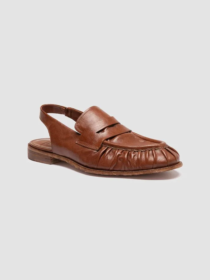 Women Officine Creative Footwear SOLITUDE 102 Brown Leather Slingback Sandals Women Officine Creative Footwear SOLITUDE 102 Brown Leather Slingback Sandals