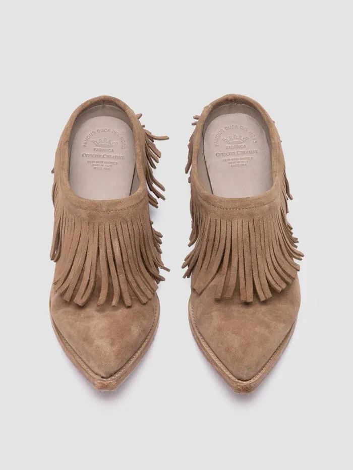 Women Officine Creative Footwear WANDA DD 108 Orice Beige Suede Mule Sandals Women Officine Creative Footwear WANDA DD 108 Orice Beige Suede Mule Sandals