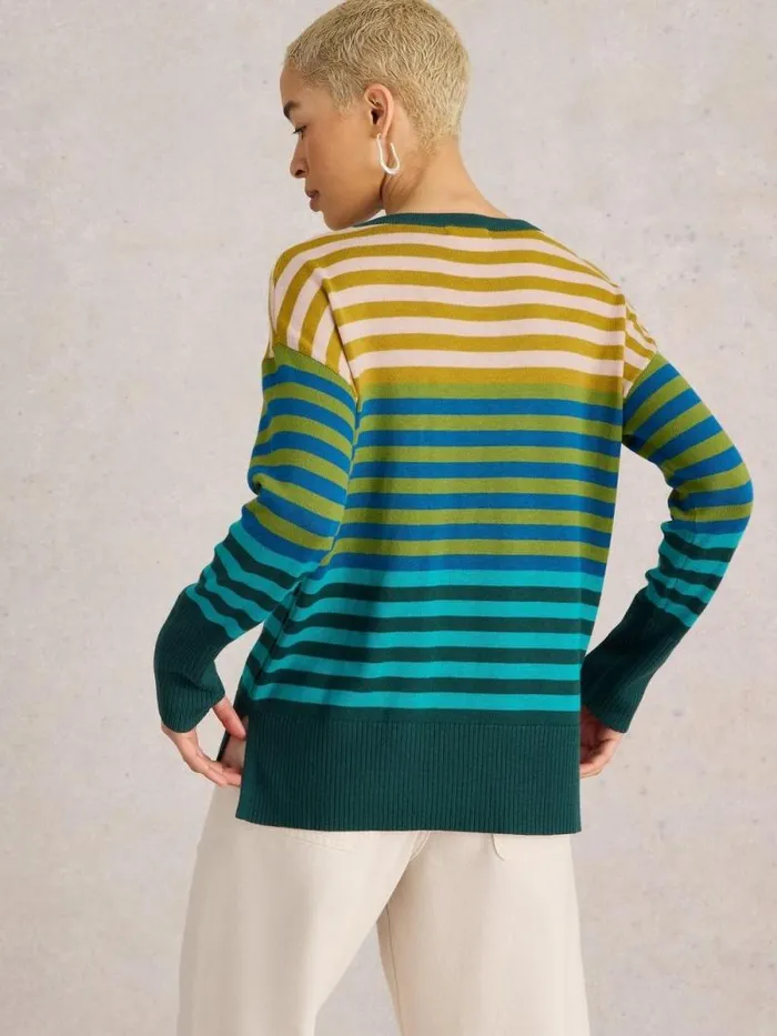 Women OLIVE STRIPED JUMPER Green Multi White Stuff Knitwear Women OLIVE STRIPED JUMPER Green Multi White Stuff Knitwear