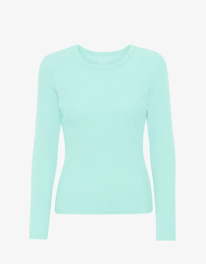 Women Organic Rib LS TShirt 8211 Light Aqua Long Sleeve Tops Colorfulstandard Women