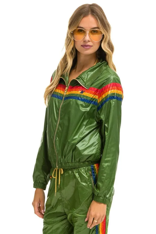 Women Outerwear Aviator Nation 5 STRIPE 8211 WINDBREAKER GARDEN GREEN GLOSSY Women Outerwear Aviator Nation 5 STRIPE 8211 WINDBREAKER GARDEN GREEN GLOSSY