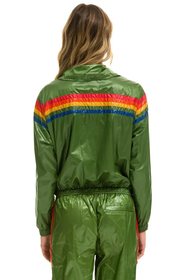 Women Outerwear Aviator Nation 5 STRIPE 8211 WINDBREAKER GARDEN GREEN GLOSSY Women Outerwear Aviator Nation 5 STRIPE 8211 WINDBREAKER GARDEN GREEN GLOSSY