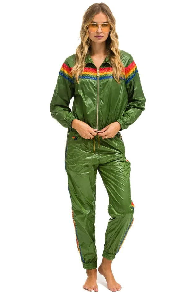 Women Outerwear Aviator Nation 5 STRIPE 8211 WINDBREAKER GARDEN GREEN GLOSSY Women Outerwear Aviator Nation 5 STRIPE 8211 WINDBREAKER GARDEN GREEN GLOSSY