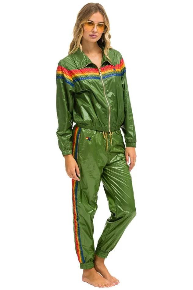 Women Outerwear Aviator Nation 5 STRIPE 8211 WINDBREAKER GARDEN GREEN GLOSSY Women Outerwear Aviator Nation 5 STRIPE 8211 WINDBREAKER GARDEN GREEN GLOSSY