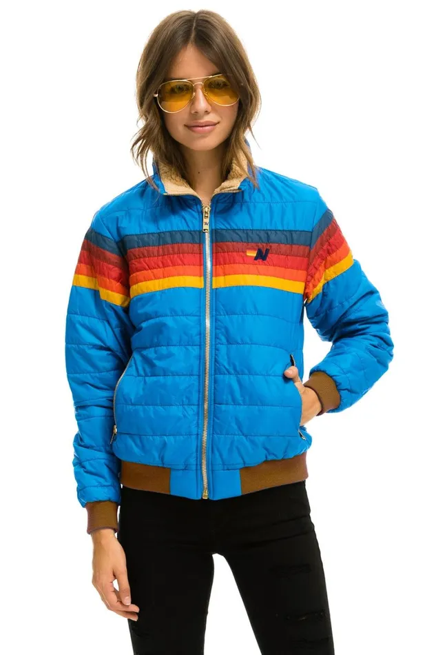 Women Outerwear Aviator Nation 5 STRIPE JACKET 8211 BLUE CINA