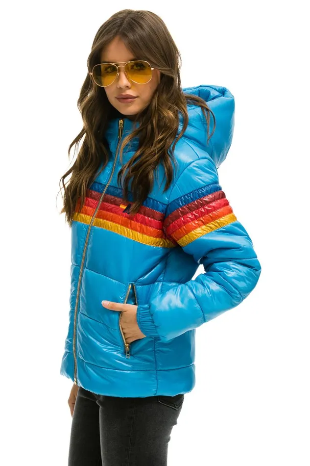 Women Outerwear Aviator Nation 5 STRIPE LUXE TREKKER JACKET 8211 GLOSSY OCEAN Women Outerwear Aviator Nation 5 STRIPE LUXE TREKKER JACKET 8211 GLOSSY OCEAN