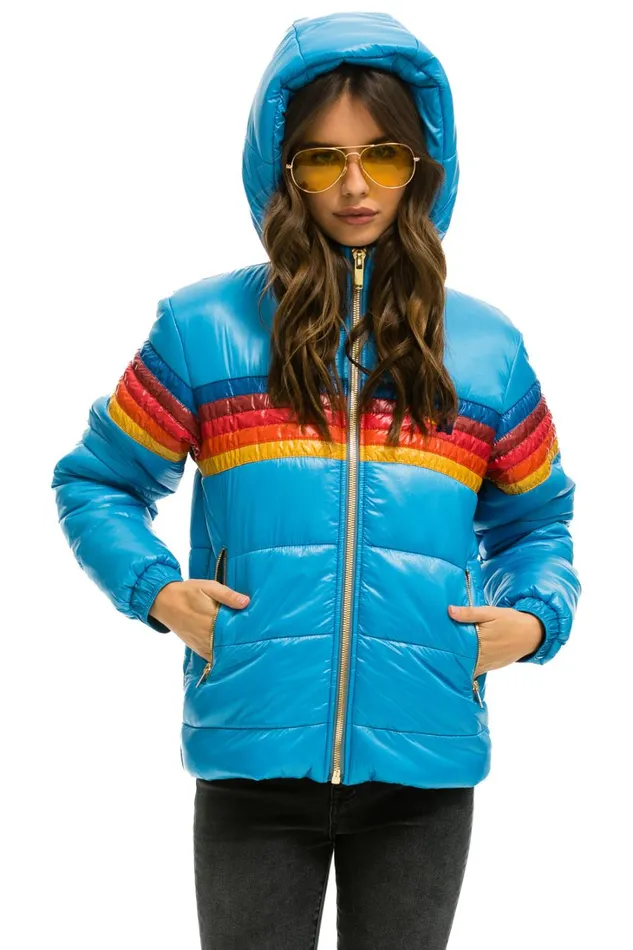 Women Outerwear Aviator Nation 5 STRIPE LUXE TREKKER JACKET 8211 GLOSSY OCEAN Women Outerwear Aviator Nation 5 STRIPE LUXE TREKKER JACKET 8211 GLOSSY OCEAN