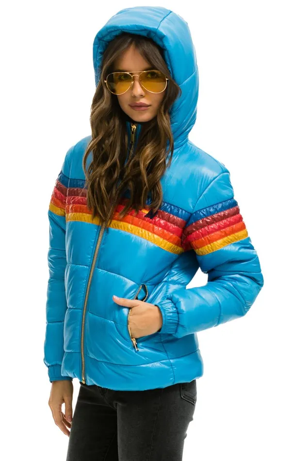 Women Outerwear Aviator Nation 5 STRIPE LUXE TREKKER JACKET 8211 GLOSSY OCEAN Women Outerwear Aviator Nation 5 STRIPE LUXE TREKKER JACKET 8211 GLOSSY OCEAN
