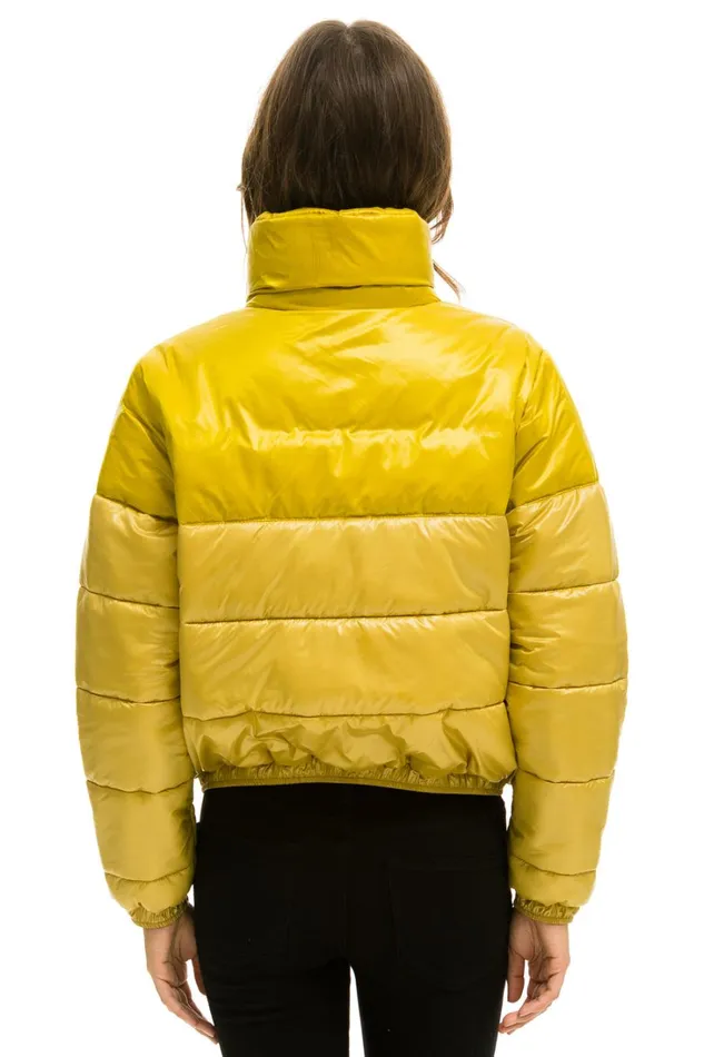 Women Outerwear Aviator Nation COLOR BLOCK HALF AND HALF APRES PUFFER JACKET 8211 HONEY GLOSSY