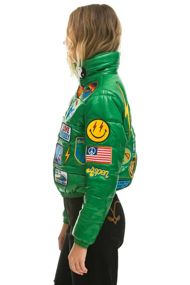 Women Outerwear Aviator Nation VINTAGE PATCH APRES PUFFER JACKET 8211 AMAZON GLOSSY Women Outerwear Aviator Nation VINTAGE PATCH APRES PUFFER JACKET 8211 AMAZON GLOSSY