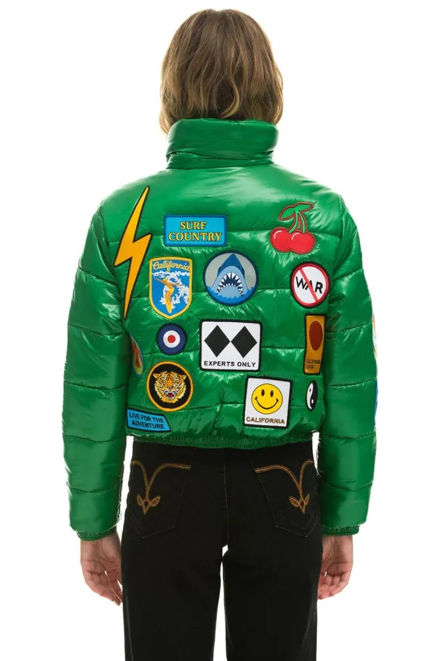 Women Outerwear Aviator Nation VINTAGE PATCH APRES PUFFER JACKET 8211 AMAZON GLOSSY Women Outerwear Aviator Nation VINTAGE PATCH APRES PUFFER JACKET 8211 AMAZON GLOSSY