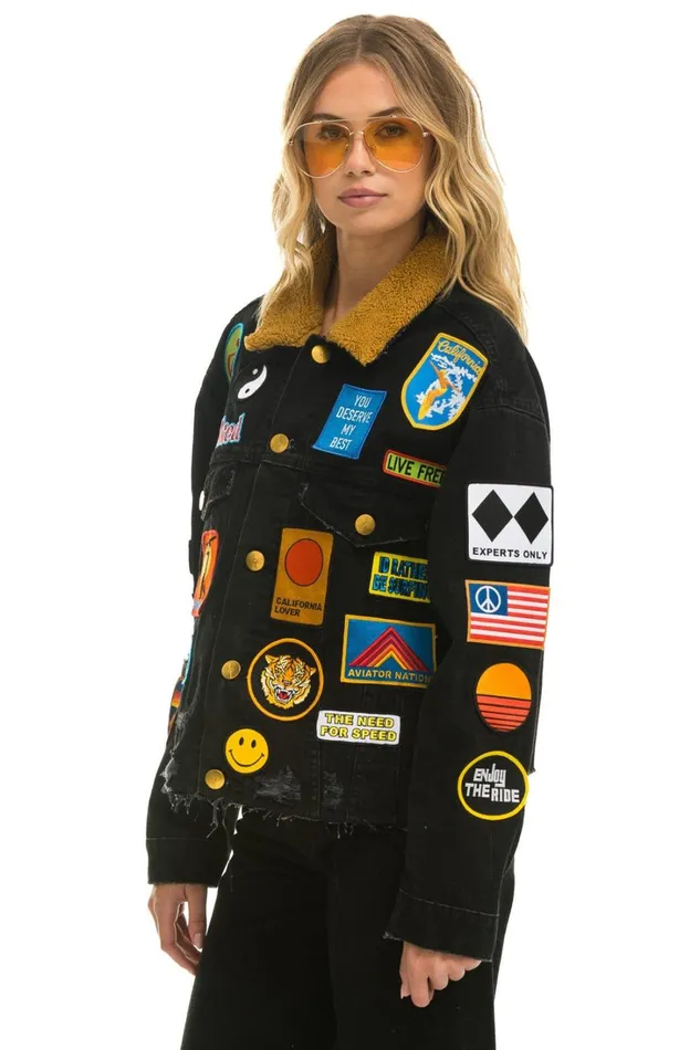 Women Outerwear Aviator Nation VINTAGE PATCH UNISEX CROP DENIM JACKET 8211 VINTAGE BLACK Women Outerwear Aviator Nation VINTAGE PATCH UNISEX CROP DENIM JACKET 8211 VINTAGE BLACK