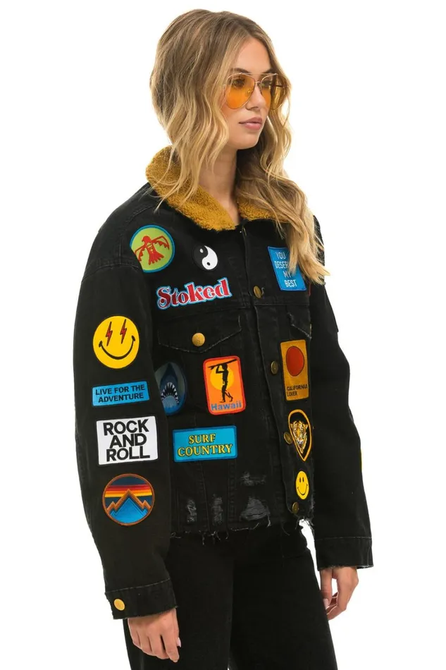 Women Outerwear Aviator Nation VINTAGE PATCH UNISEX CROP DENIM JACKET 8211 VINTAGE BLACK Women Outerwear Aviator Nation VINTAGE PATCH UNISEX CROP DENIM JACKET 8211 VINTAGE BLACK
