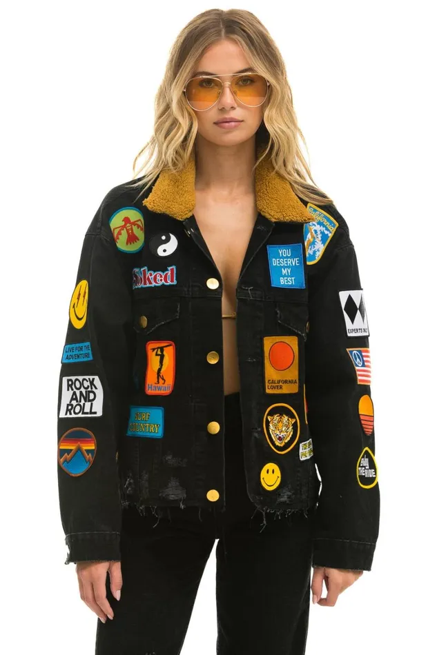 Women Outerwear Aviator Nation VINTAGE PATCH UNISEX CROP DENIM JACKET 8211 VINTAGE BLACK Women Outerwear Aviator Nation VINTAGE PATCH UNISEX CROP DENIM JACKET 8211 VINTAGE BLACK