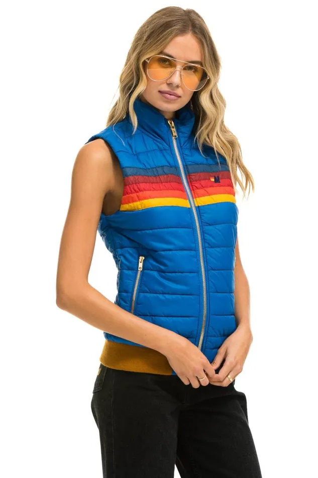 Women Outerwear Aviator Nation WOMEN039S 5 STRIPE VEST 8211 SNORKEL BLUE