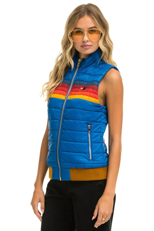 Women Outerwear Aviator Nation WOMEN039S 5 STRIPE VEST 8211 SNORKEL BLUE