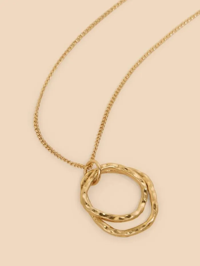 Women Oval Pendant Necklace Gold Tone Metallic White Stuff Jewellery