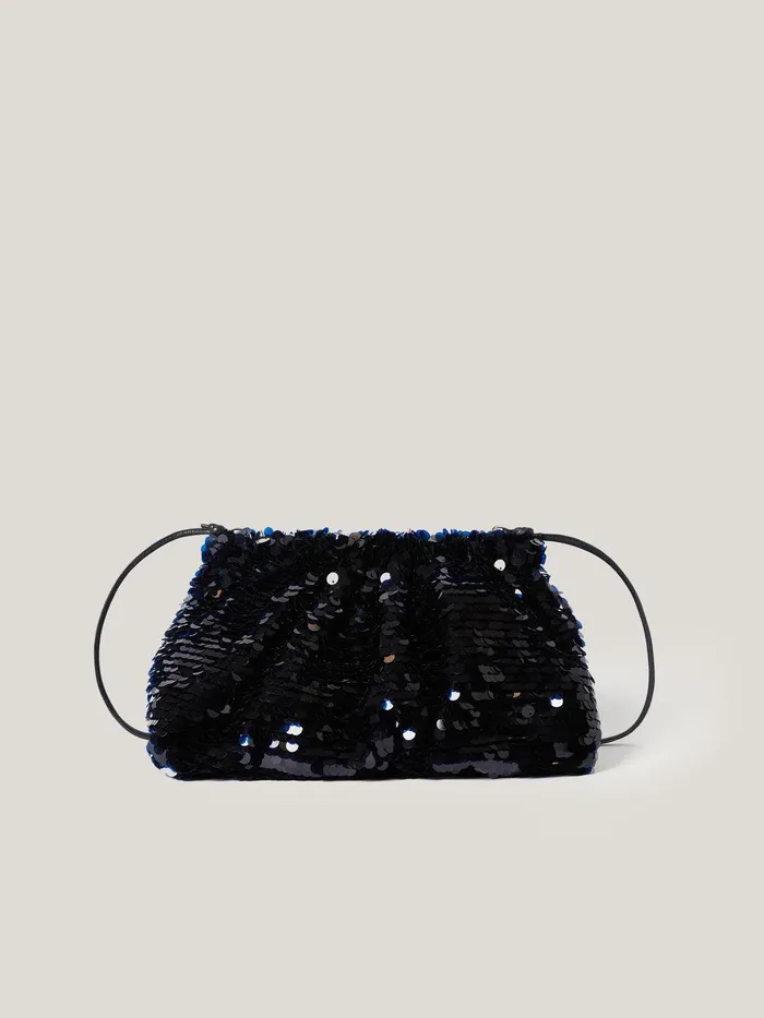 Women Oversized Sequin Clutch Navy Jigsaw Party