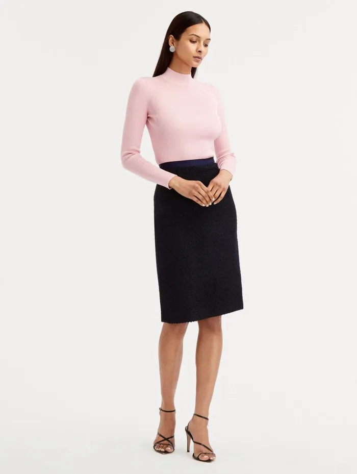 Women Pants and Skirts Oscar De La Renta Boucle Tweed Pencil Skirt Dark Navy