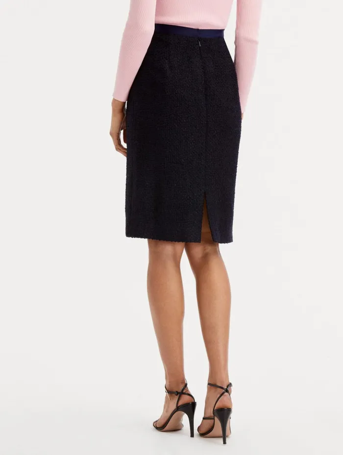 Women Pants and Skirts Oscar De La Renta Boucle Tweed Pencil Skirt Dark Navy