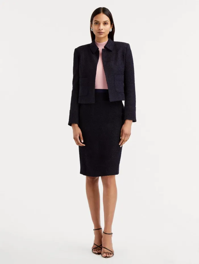 Women Pants and Skirts Oscar De La Renta Boucle Tweed Pencil Skirt Dark Navy