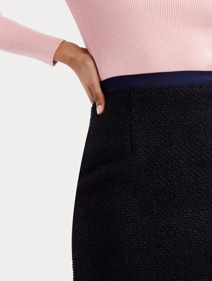 Women Pants and Skirts Oscar De La Renta Boucle Tweed Pencil Skirt Dark Navy