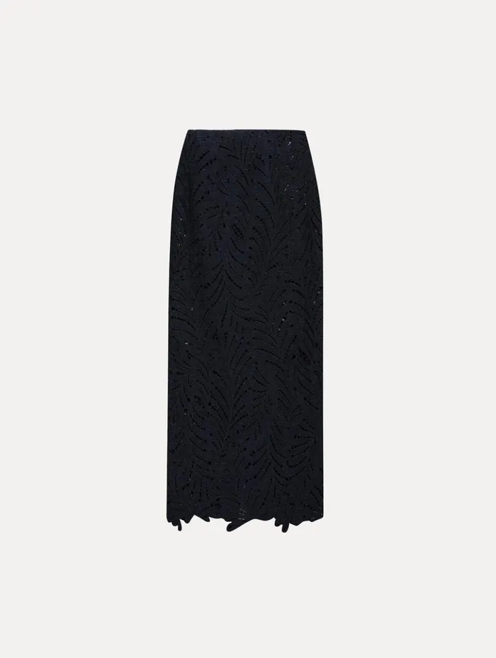 Women Pants and Skirts Oscar De La Renta Fern Cutout Tweed Pencil Skirt Navy