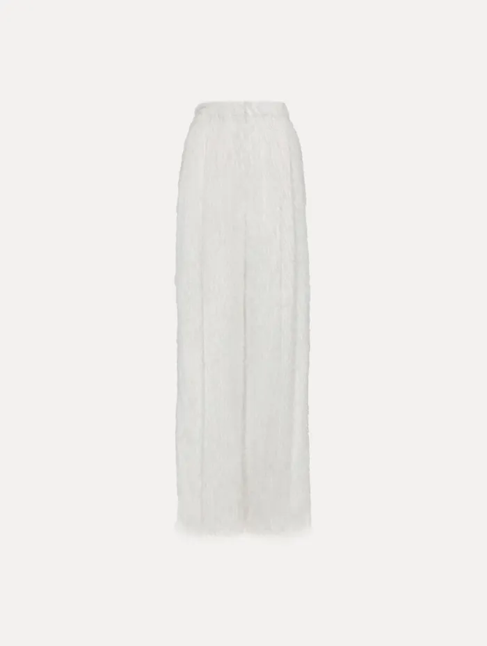 Women Pants and Skirts Oscar De La Renta Fringe Fil Coup Wide Leg Pant Ivory