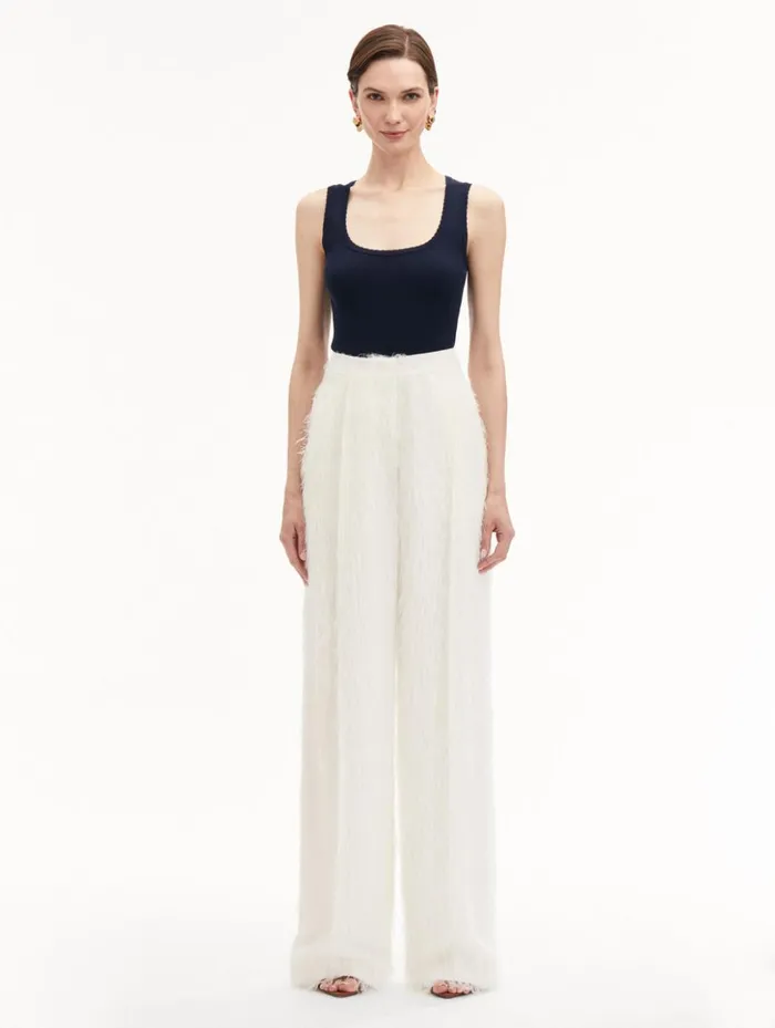 Women Pants and Skirts Oscar De La Renta Fringe Fil Coup Wide Leg Pant Ivory Women Pants and Skirts Oscar De La Renta Fringe Fil Coup Wide Leg Pant Ivory