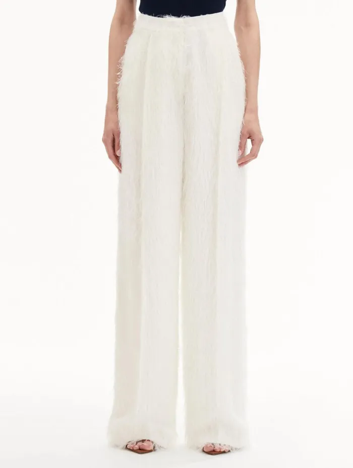 Women Pants and Skirts Oscar De La Renta Fringe Fil Coup Wide Leg Pant Ivory Women Pants and Skirts Oscar De La Renta Fringe Fil Coup Wide Leg Pant Ivory
