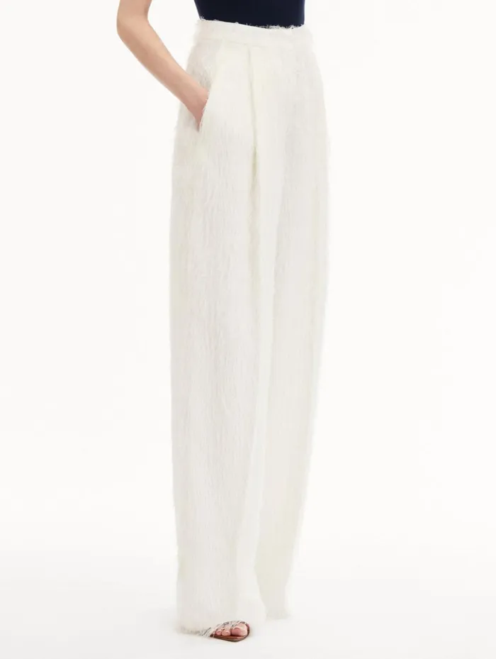 Women Pants and Skirts Oscar De La Renta Fringe Fil Coup Wide Leg Pant Ivory Women Pants and Skirts Oscar De La Renta Fringe Fil Coup Wide Leg Pant Ivory