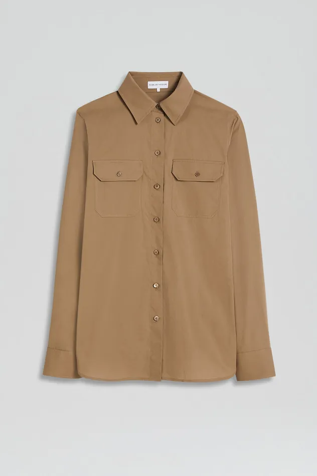 Women PARACHUTE COTTON POCKET SHIRT DARKCAMEL Shirts Scanlan Theodore Women PARACHUTE COTTON POCKET SHIRT DARKCAMEL Shirts Scanlan Theodore