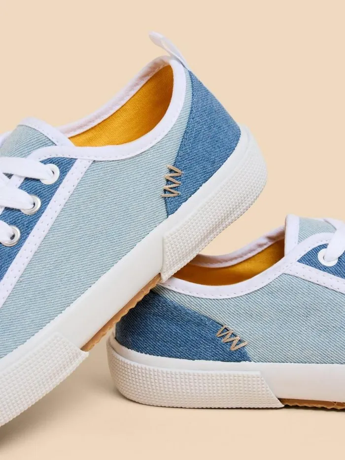 Women Pippa Canvas Lace Up Trainer Chambray Blue White Stuff Trainers Women Pippa Canvas Lace Up Trainer Chambray Blue White Stuff Trainers