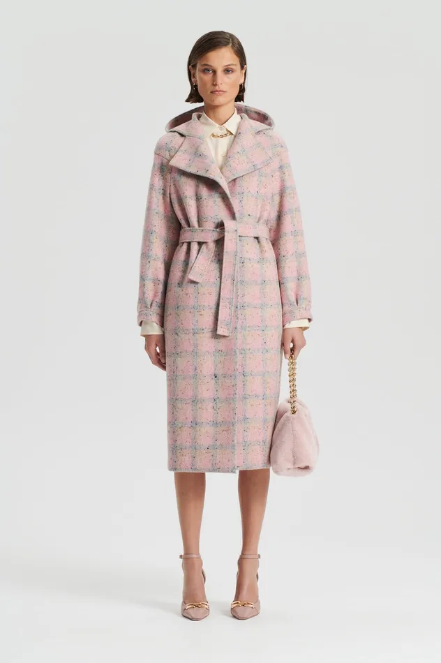 Women PLAID HOODED DUFFLE ROSA Coats Scanlan Theodore
