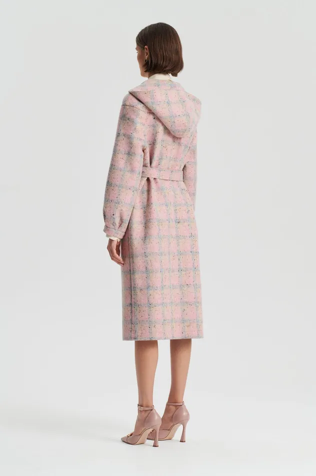 Women PLAID HOODED DUFFLE ROSA Coats Scanlan Theodore Women PLAID HOODED DUFFLE ROSA Coats Scanlan Theodore