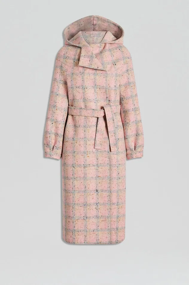 Women PLAID HOODED DUFFLE ROSA Coats Scanlan Theodore Women PLAID HOODED DUFFLE ROSA Coats Scanlan Theodore