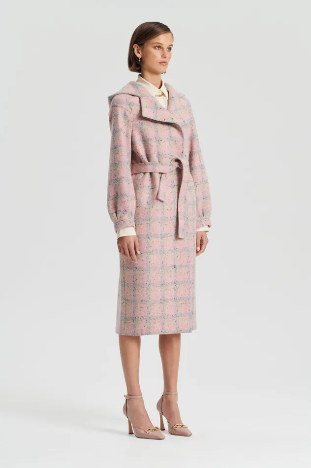 Women PLAID HOODED DUFFLE ROSA Coats Scanlan Theodore Women PLAID HOODED DUFFLE ROSA Coats Scanlan Theodore
