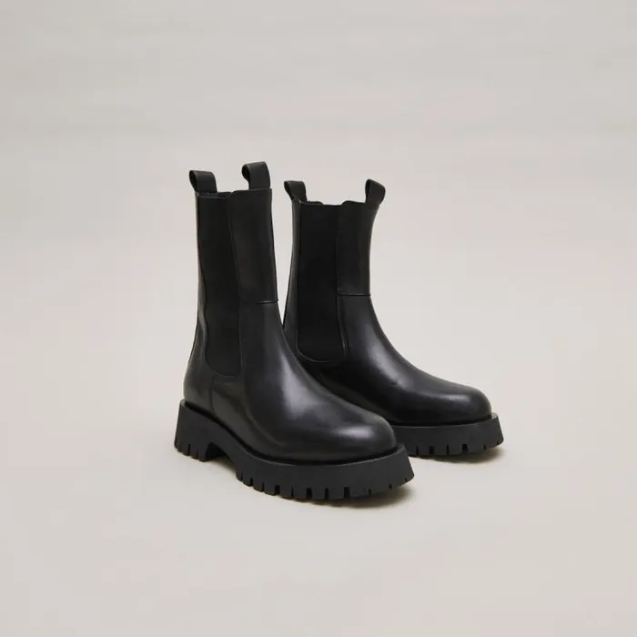Women Platform Boots Black JONAK Ankle Boots Lowboots