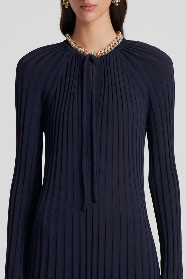 Women PLEATED RIB DRAWCORD DRESS NAVY Dresses Scanlan Theodore