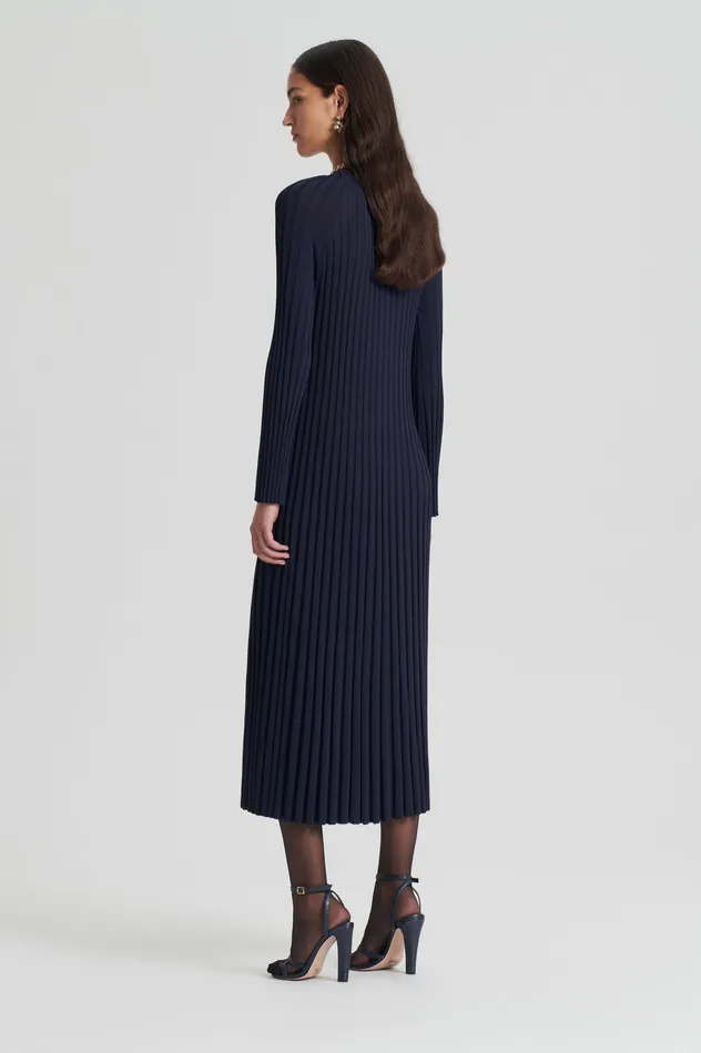 Women PLEATED RIB DRAWCORD DRESS NAVY Dresses Scanlan Theodore