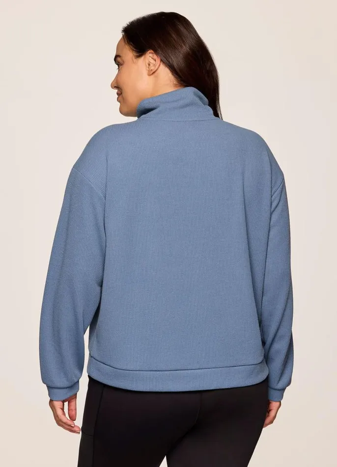 Women Plus Harbor Textured Pullover Blue RBX Active Long Sleeve