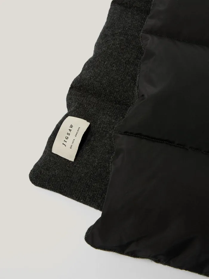 Women Puffer Knit Scarf Black Jigsaw Ponchos and Scarves