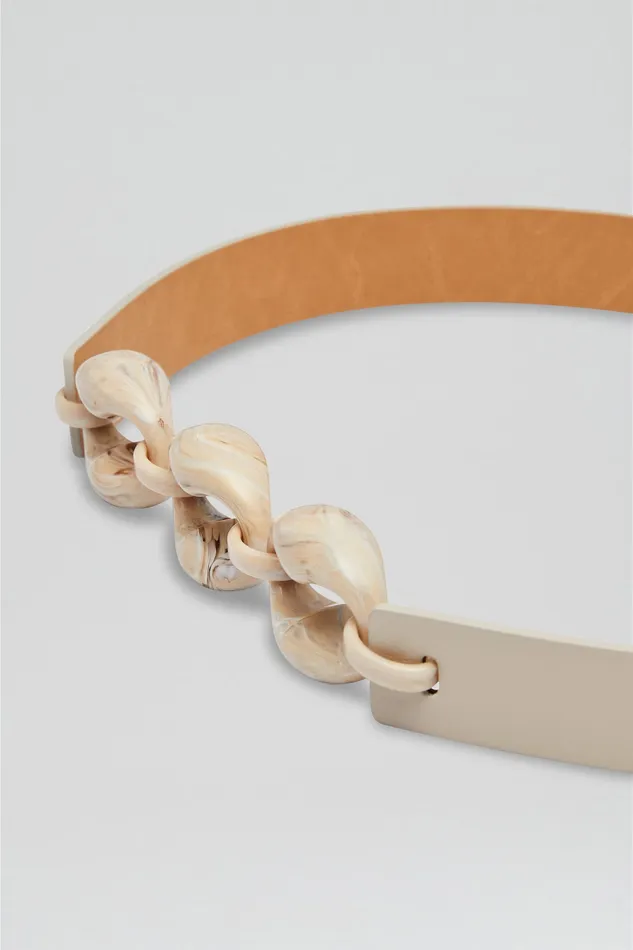 Women RESIN CHUNKY TRIM BELT 25 OYSTER Belts Scanlan Theodore