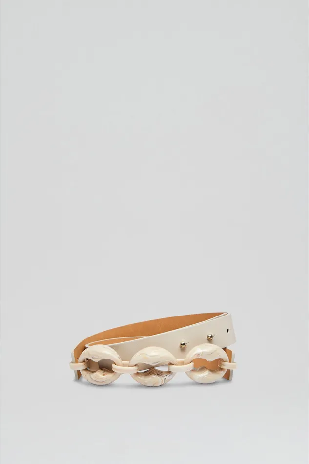 Women RESIN CHUNKY TRIM BELT 25 OYSTER Belts Scanlan Theodore